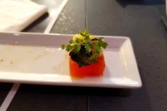 Anguria, cetriolo bruciato, bottarga e pimpinella