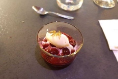 Ciliegie, limone salato e gelato di fiori di sambuco