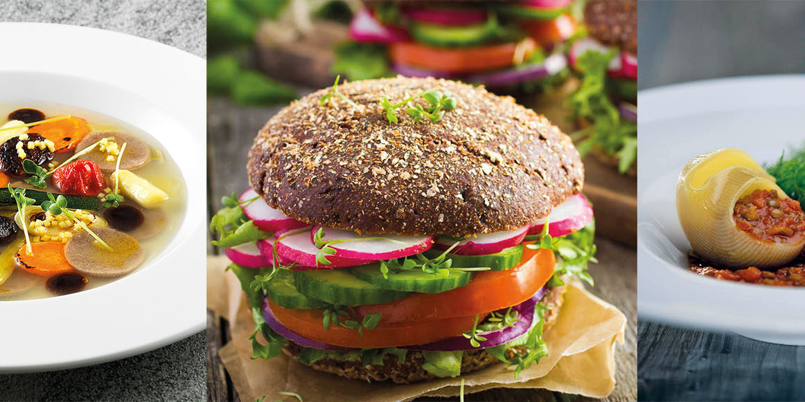 Healthy Fast Food. Vegan Rye Burger With Fresh Vegetables