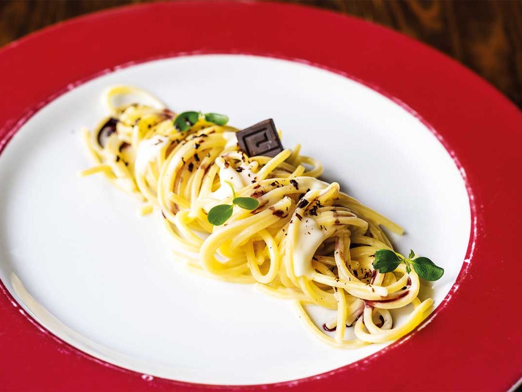 Spaghetto quadrato La Molisana con fonduta di caciocavallo podolico