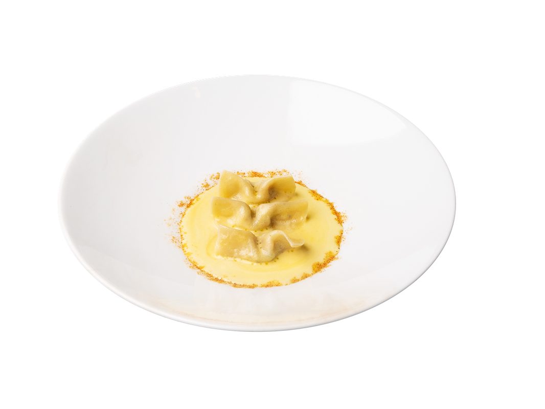 raviolo di branzino all'amo di Giancarlo Bellino