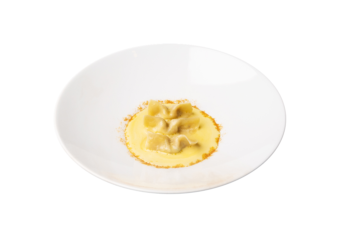 raviolo di branzino all'amo di Giancarlo Bellino
