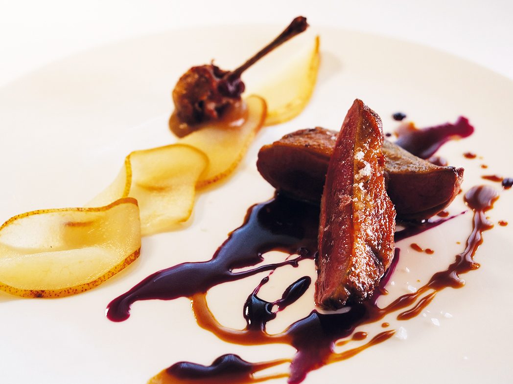 Piccione alle pere e mosto di Barbera