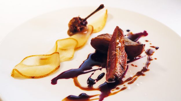 Piccione alle pere e mosto di Barbera