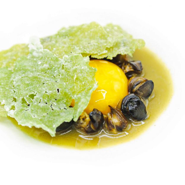 Due-Camini1---Lumache-Tuorlo-marinato-e-Lattuga-arrosto