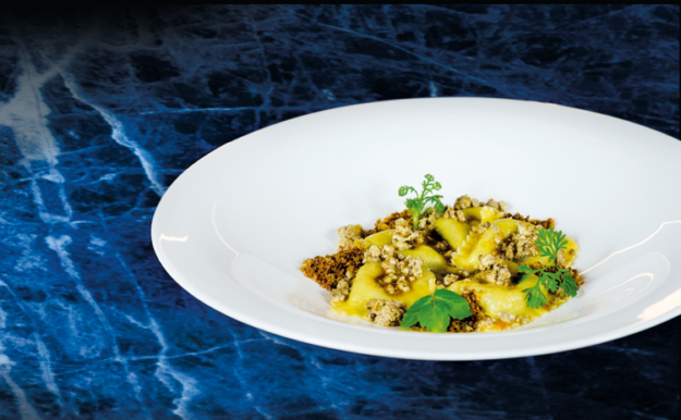 Scrigni con Squacquerone di Romagna DOP ed erbette di campo