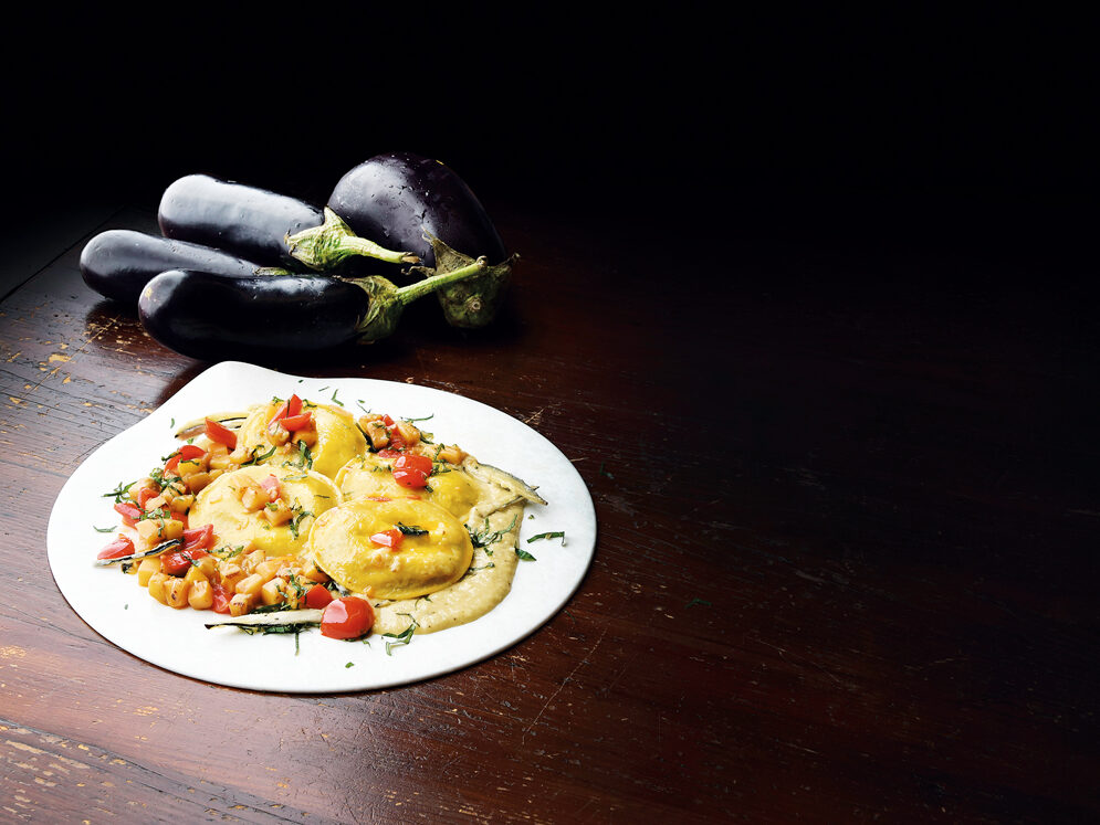 Panciotti® con melanzana e scamorza in assoluto di melanzane