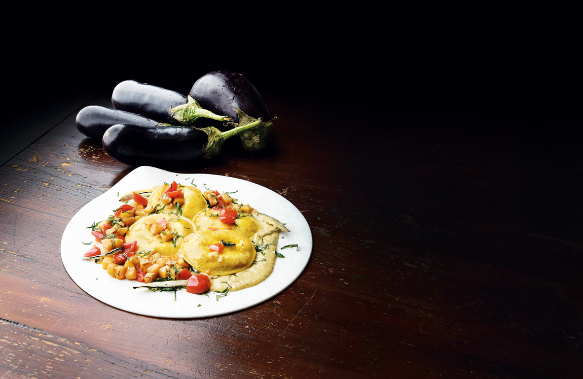 Panciotti® con melanzana e scamorza in assoluto di melanzane