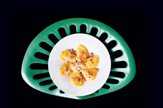 Raviolotti con polenta e montasio DOP al porto