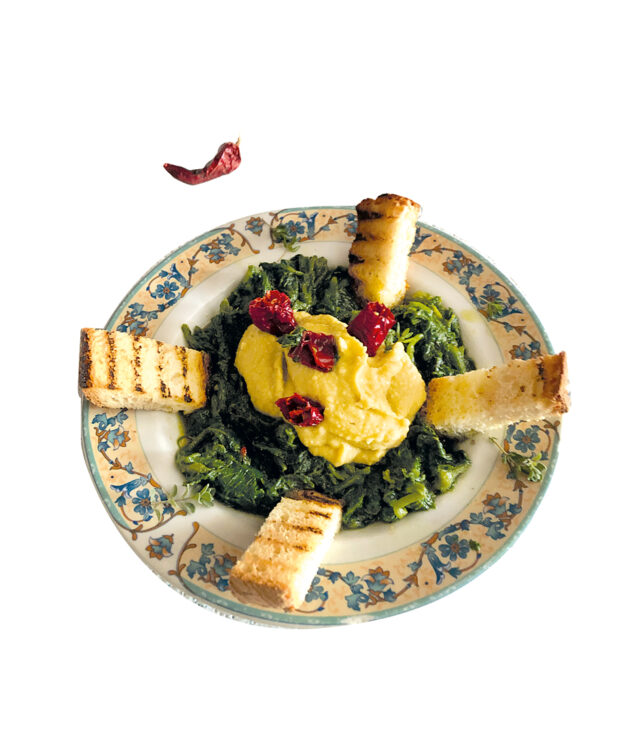 Zuppa di talli di zucca e ceci