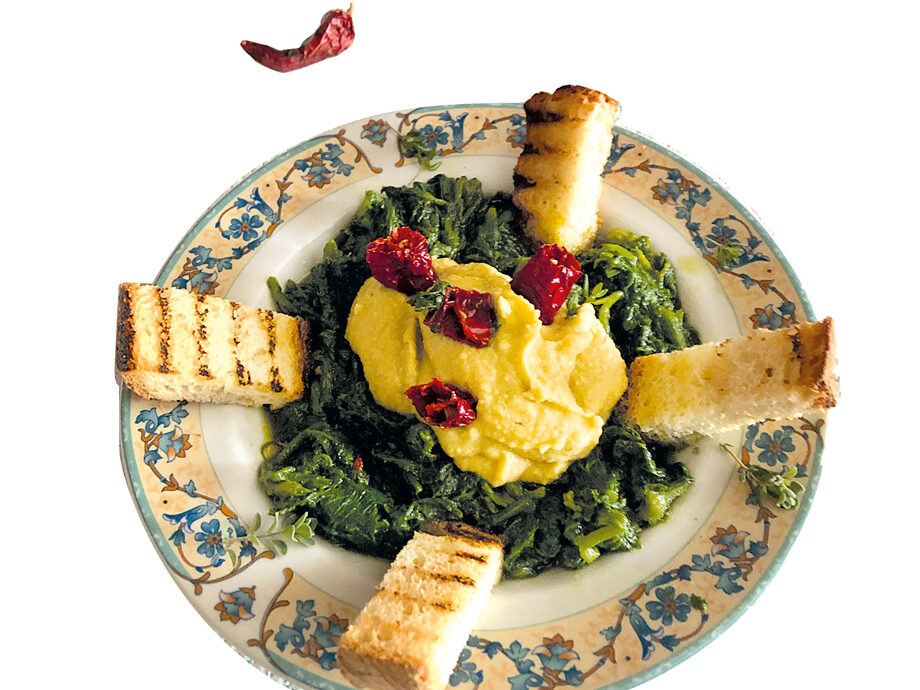 Zuppa di talli di zucca e ceci