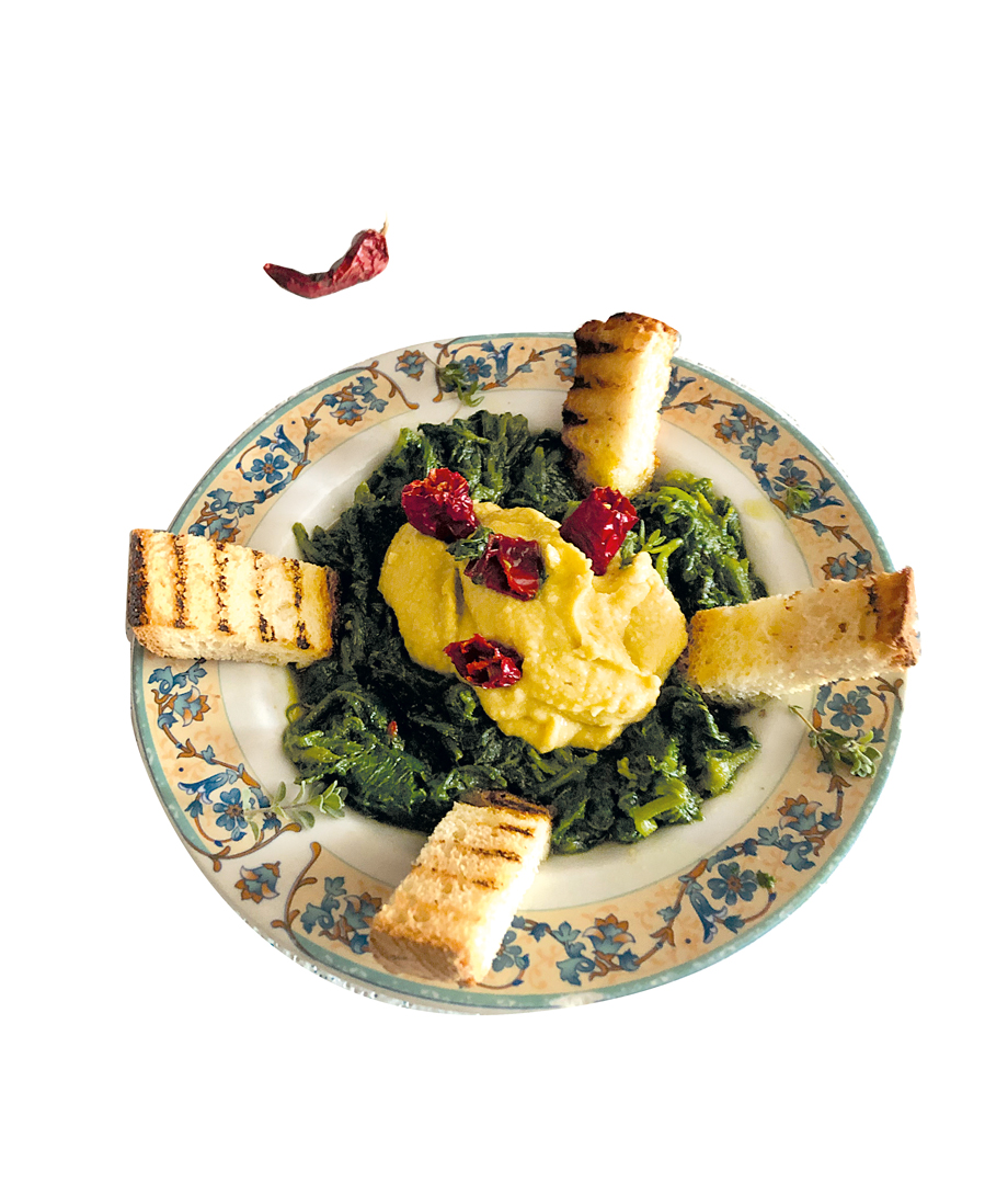 Zuppa di talli di zucca e ceci