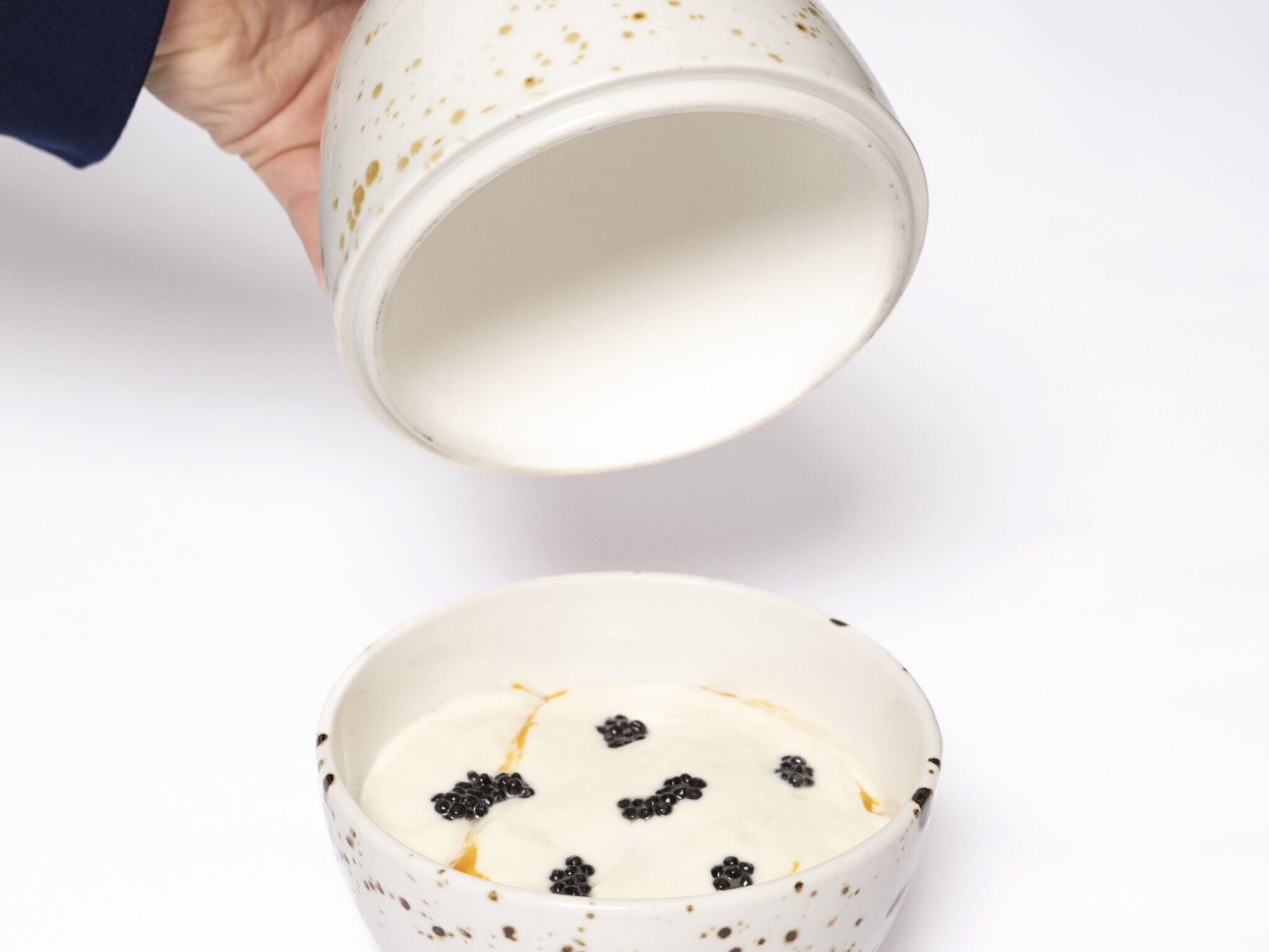 Uovo in dolce cottura 65° funghi, zucca e spuma di blu di bufala e tartufo