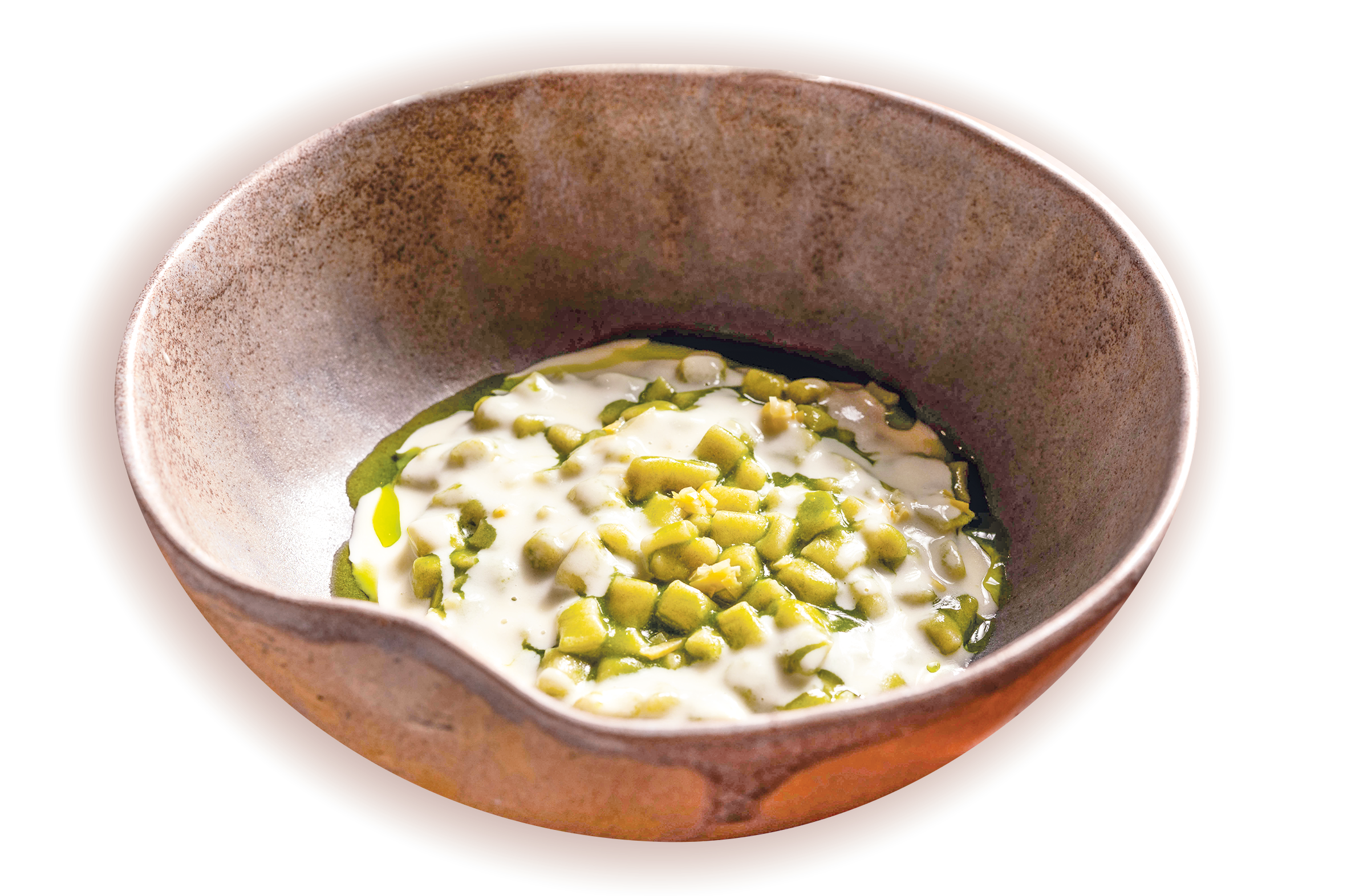 Gnocchetti, erbe di campo, stracchino di grotta e limone candito