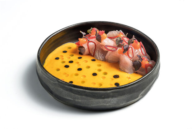 Ceviche di ombrina con leche de tigre all’aji amarillo