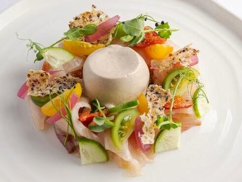 Cialedda di ricciola con gelato al pane