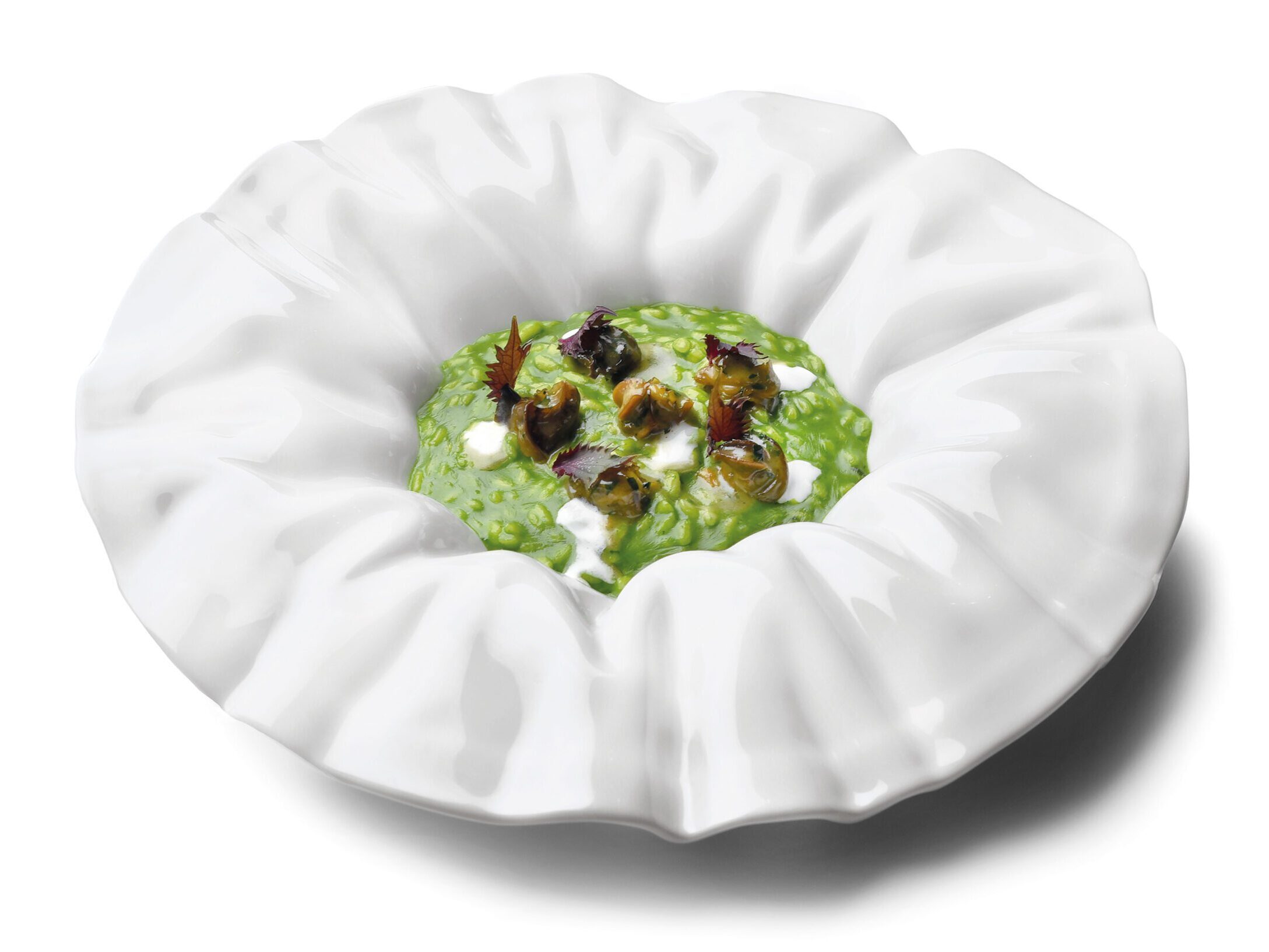 Risotto all’erbe, lumache e kefir