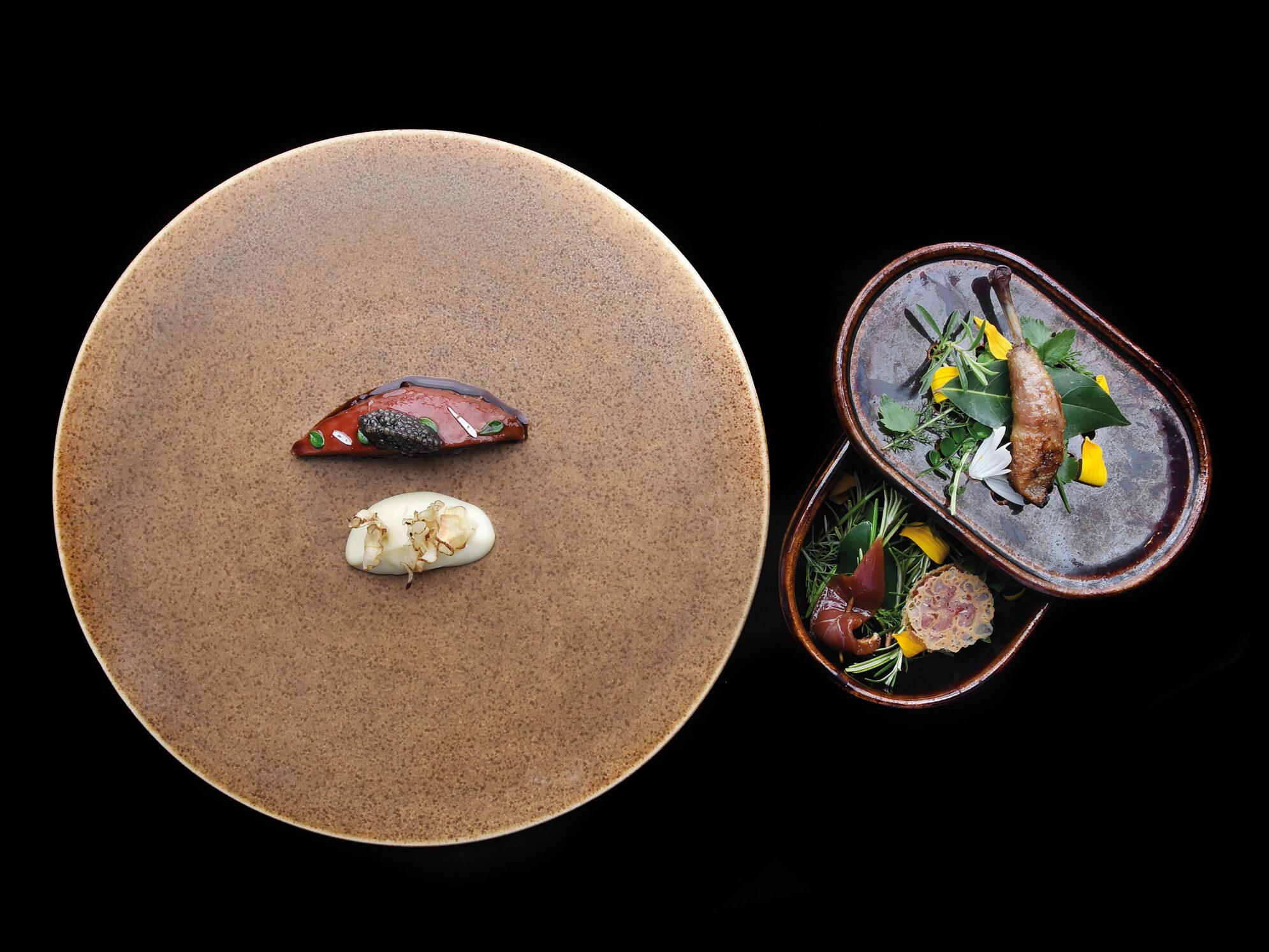 Piccione, topinambur e caviale