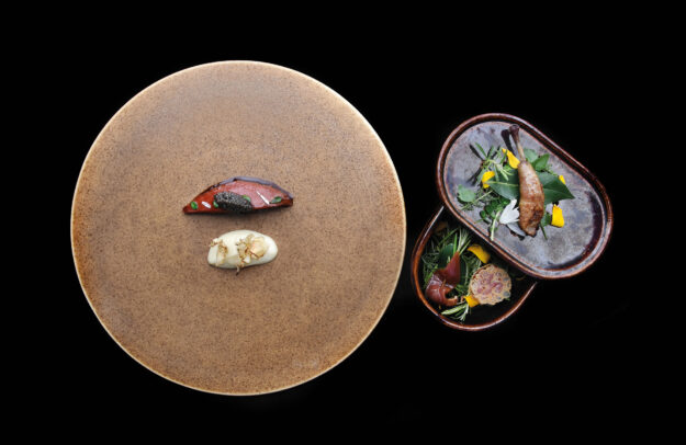 Piccione, topinambur e caviale